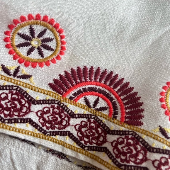 Ann‎ Taylor Loft Embroidered Ivory Linen Blend Shorts Women’s Size M - Picture 2 of 7